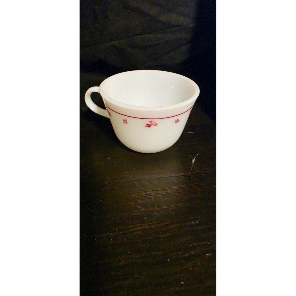 Vintage Pyrex Friendship Red Bird Milk Glass Coffee Tea Cup Mug Made in USA
